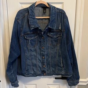 Lane Bryant Destructed Denim Jacket Dark Wash Plus Size 28